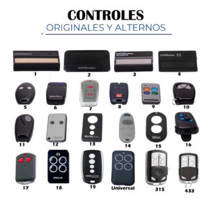 Controles originales y alternos de motores de garaje.